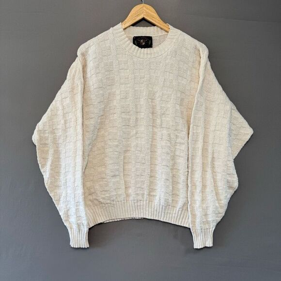 Lake Harmony Men’s Round Neck Square Knit Sweater Size XL 100% Cotton - Picture 1 of 11